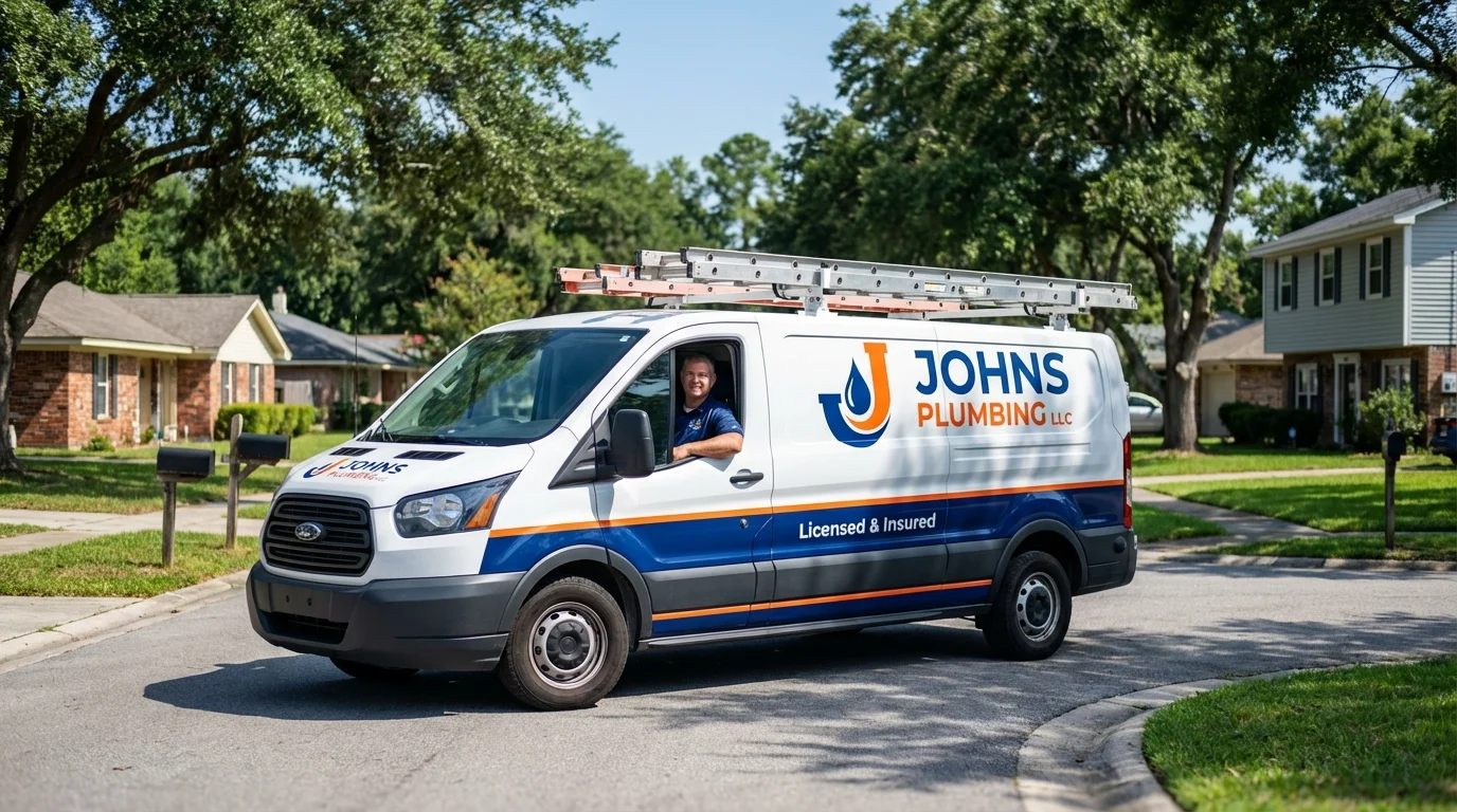 Johns Plumbing LLC service van in Pleasanton, CA