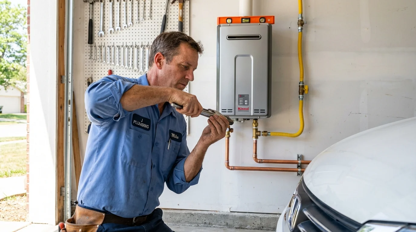 Tankless water heater installation by a Johns Plumbing LLC plumber in Pleasanton